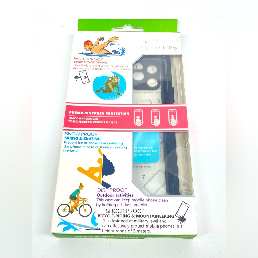 NEW WATERPROOF PHONE CASE FOR IPHONE 11 PRO BLUE/YELLOW